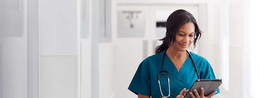 Healthcare professional with tablet