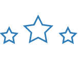 Three blue stars of varying sizes