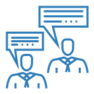 Two people discussing with speech bubbles